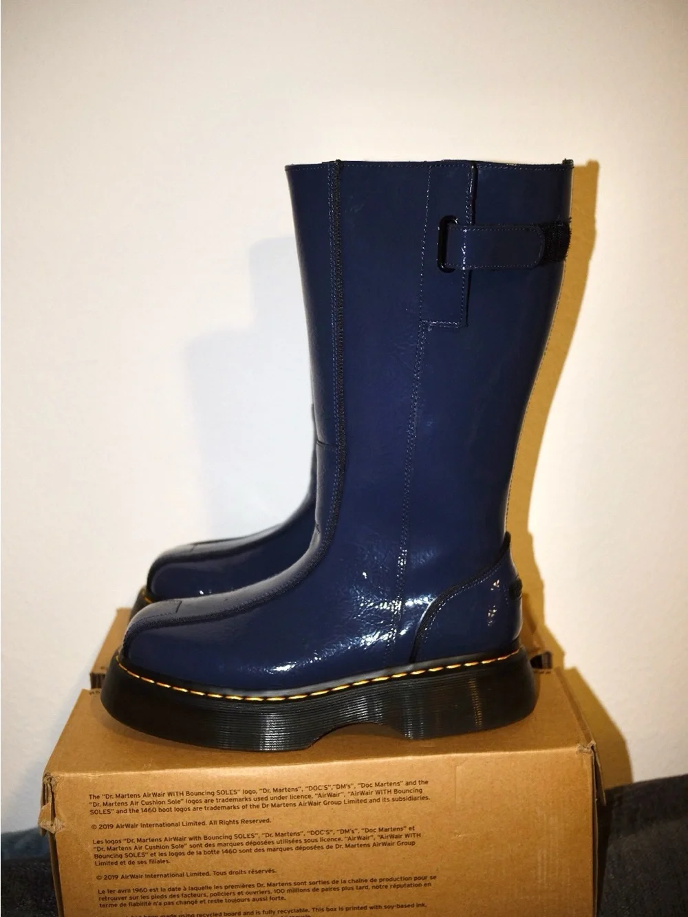 Dr martens navy blue platform boots